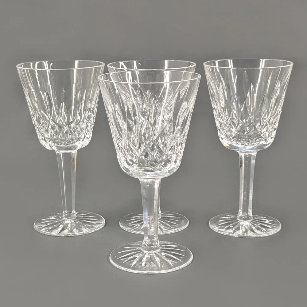 Waterford Lismore Crystal Wine Glasses Set of 4 Lead Glass 5.75 inch Gothic Mark